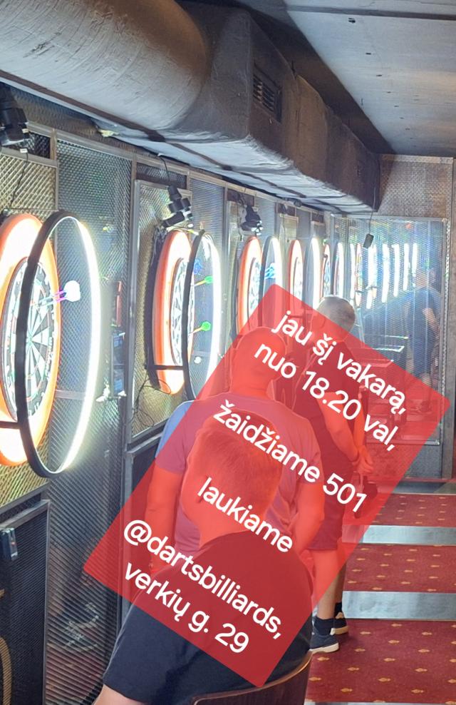 Smiginis "Darts 501" trečiadienio vakarais